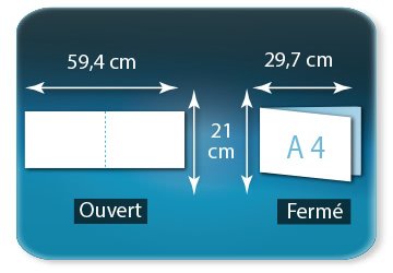 Dépliants / Plaquettes ouvert 594x210mm - 297x210mm à l'italienne plié 1 pli type de pliage