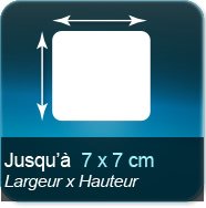 Jusqu'à 70x70mm