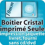 Fabricant pressage tour spindle dvd boitier cristal 10mm imprimée seule sans cd dvd