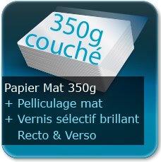 Créer marque page 350g mat + pelliculage mat + vernis sélectif R°/V°