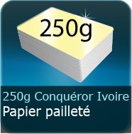 Cartes correspondance couleur 250g Conquéror métallisé Ivoir Doré