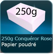Cartes correspondance couleur 250g Conquéror métallisé Rose Poudré