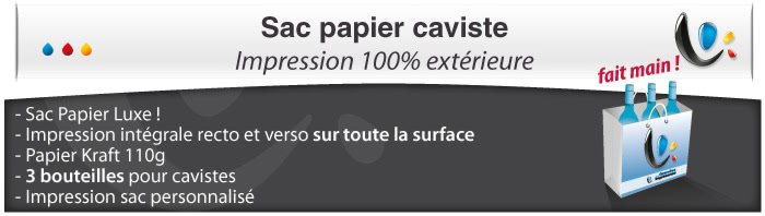 Sac Papier - Caviste pour bouteilles Impression totale éxterieur