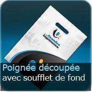 Sac Plastique poignée découpée sans renfort avec soufflet de fond