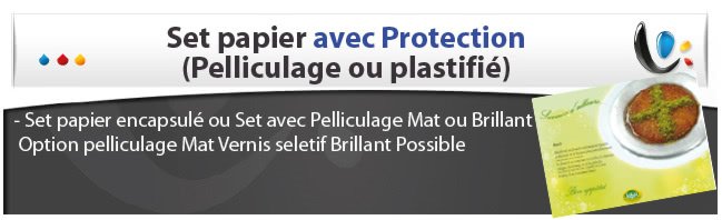 Set en papier plastifié ou pelliculé ou vernis selectif