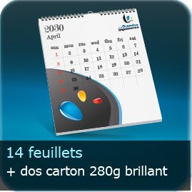 14 feuillets + dos carton blanc 280 gm²