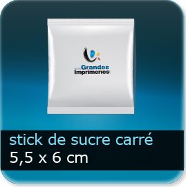 Stick de sucre design carré 60x55mm