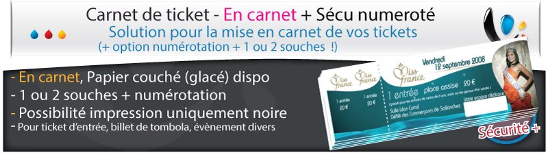 Billet d entree publicitaires Tickets standard avec numérotation